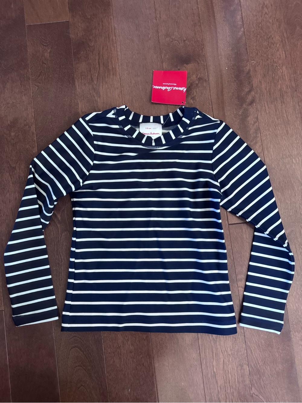BNWT Hanna Andersson Navy and White Striped Long Sleeve rash guard size 5 (110)